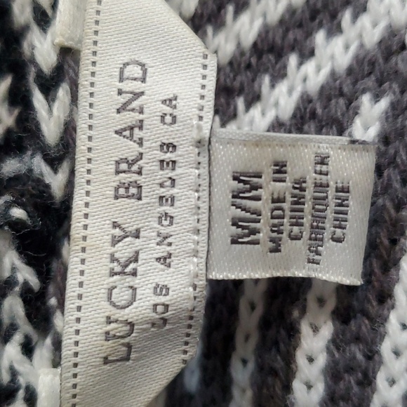 Lucky Brand-  Open Cardigan Mixed pattern Cozy Soft Essential Modern Cut Sz M - Picture 4 of 6
